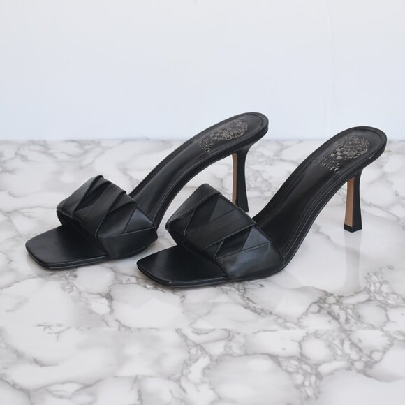 Vince Camuto Shoes - NWOT Vince Camuto Leather Endonta Pintucked Braided Heels Black Size 8